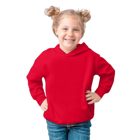 Kids Cotton Hoodies Fall Pullover Hooded Sweatshirts for Boys and Girls (Red 12-18 Months)