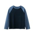 thumbnail image 1 of Kids Cotton Long Sleeve T-shirts Boys Girls Raglan Shirt Tops Crewneck Spring Fall Winter Base Tees 5-16 Years (11 Years, Navy), 1 of 6
