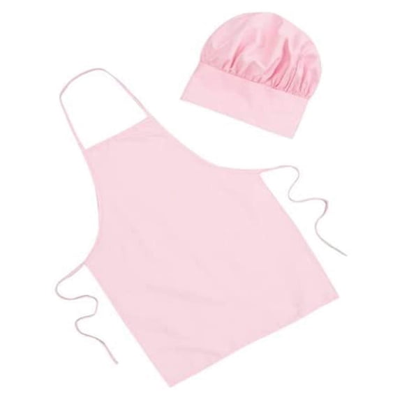 Kids Cotton Pastel Pink Chef Apron & Hat Small 2-4 Years