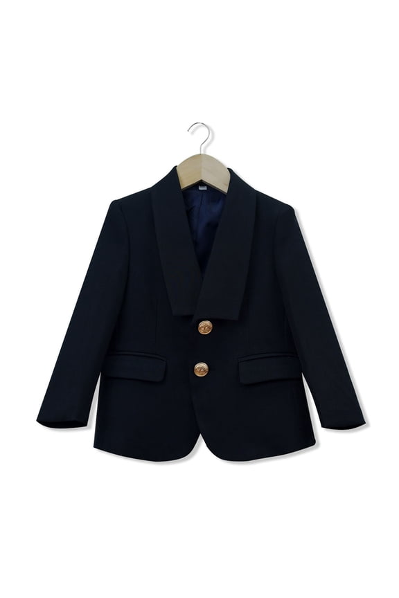 Kids Cotton Plaid Blazer, Preppy Button Front School Uniform Jacket for Boys and Girls Black 2-3 Years