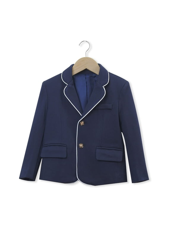 Kids Cotton Plaid Blazer, Preppy Button Front School Uniform Jacket for Boys and Girls Blue A 3-4 Years