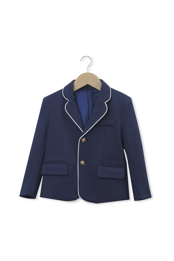 Kids Cotton Plaid Blazer, Preppy Button Front School Uniform Jacket for Boys and Girls Blue A 5-6 Years