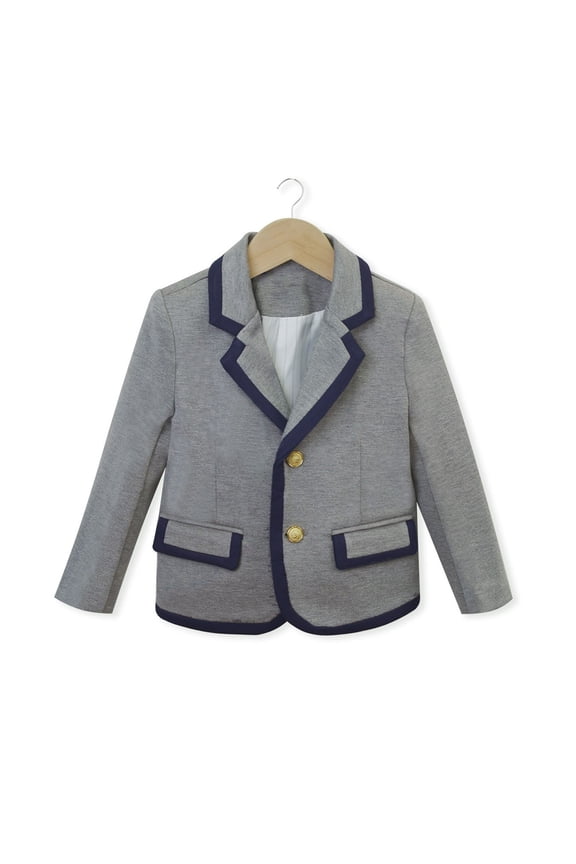 Kids Cotton Plaid Blazer, Preppy Button Front School Uniform Jacket for Boys and Girls Gray A 7-8 Years