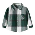 thumbnail image 1 of Kids Cotton Plaid Shirts Lapel Button Down Flat Pocket Shirt Jackets Casual Stylish Comfy Fall Winter Outwear (3 Years, Green), 1 of 7