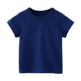 thumbnail image 1 of Kids Cotton Short Sleeve T-Shirt Youth Soft Tee Crewneck T Shirts for Boys and Girls Solid Color Tops Size 1-12 Years Dark Blue 8-9Years, 1 of 5