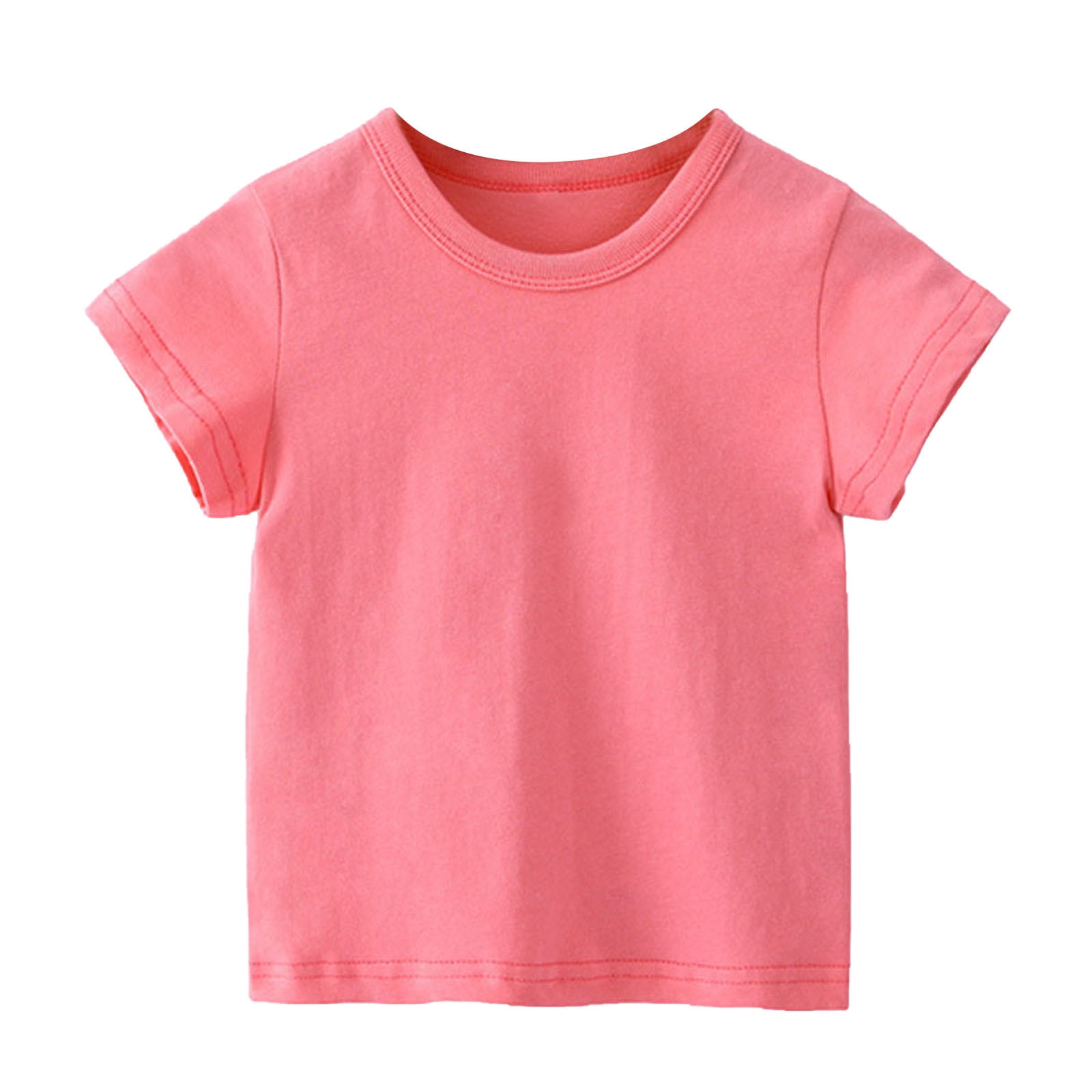 Kids Cotton Short Sleeve T Shirt Youth Soft Tee Crewneck T Shirts for Boys and Girls Solid Color Tops Size 1 12 Years Hot Pink 10 11Years Walmart