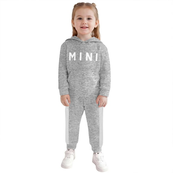 Kids Cotton Sweatsuit Set 2-Piece, Gray Hoodie and Joggers for Kids to Big Kid, Unisex Boys Girls Casual Play Outfit,Size 2 T