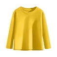 thumbnail image 1 of Kids Cotton T-Shirts Comfy Long Sleeve Fall Tops for Boys Girls Crew Neck Base Pullover Tshirts Solid Color (12 Years, Yellow), 1 of 5
