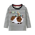 thumbnail image 1 of Kids Cotton T-shirts Animal Stripes Printed Crew Neck Basic Tee Boys Girls Long Sleeve Spring Fall Winter Tops (2T, Black), 1 of 6