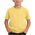 thumbnail image 1 of Kids Cotton T-shirts Short Sleeve Crew Neck Basic Layer Tees Solid Color Summer Tshirts for Boys Girls (12-13 Years, Yellow), 1 of 5
