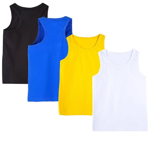 Kids Cotton Tank Top 4 Pk Boys Girls Solid Color Tank Top Children Youth Shirts