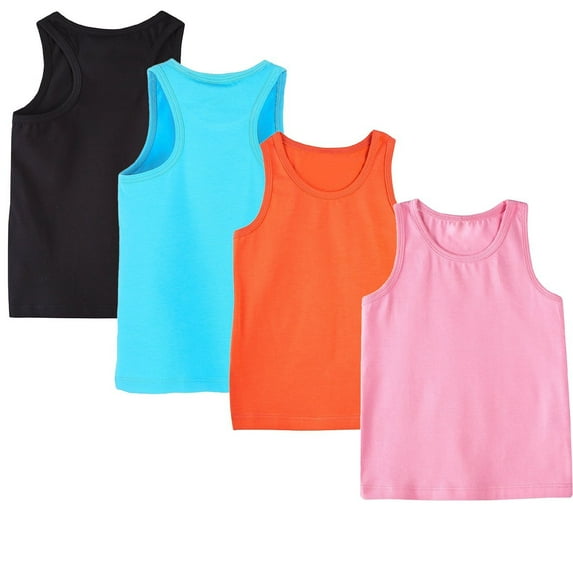 Kids Cotton Tank Top 4 Pk Boys Girls Solid Color Tank Top Children Youth Shirts