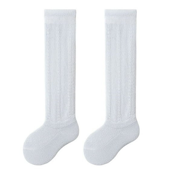 Kids Cotton Tube Socks Girls Boys Breathable Solid Color Knee-High Stockings Sock Cotton Knit Long Socks Youth Soccer Socks Light Blue 2-3Y