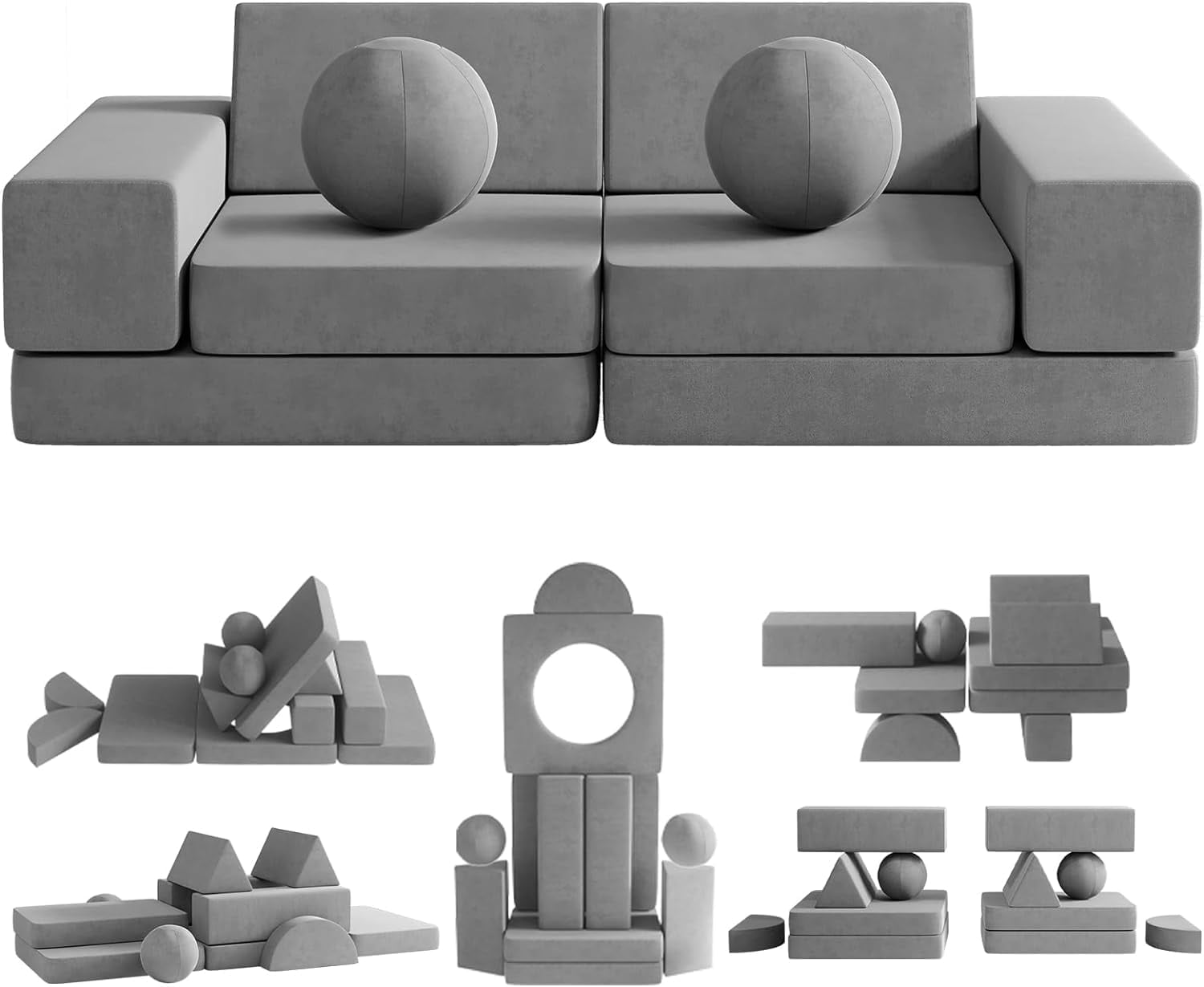 Kids 2-in-1 Flip Open Toddler Couch - Converts To Lounger, Sturdy Wooden Frame, High-Density Sponge, Detachable Cover