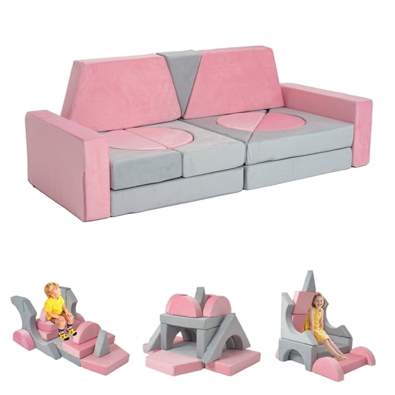 Kids Couch 14PCS, Modular Kids Play Couch, Multifunctional Foam Toddler Sofa, Imaginative Convertible Play Sofa for Playroom