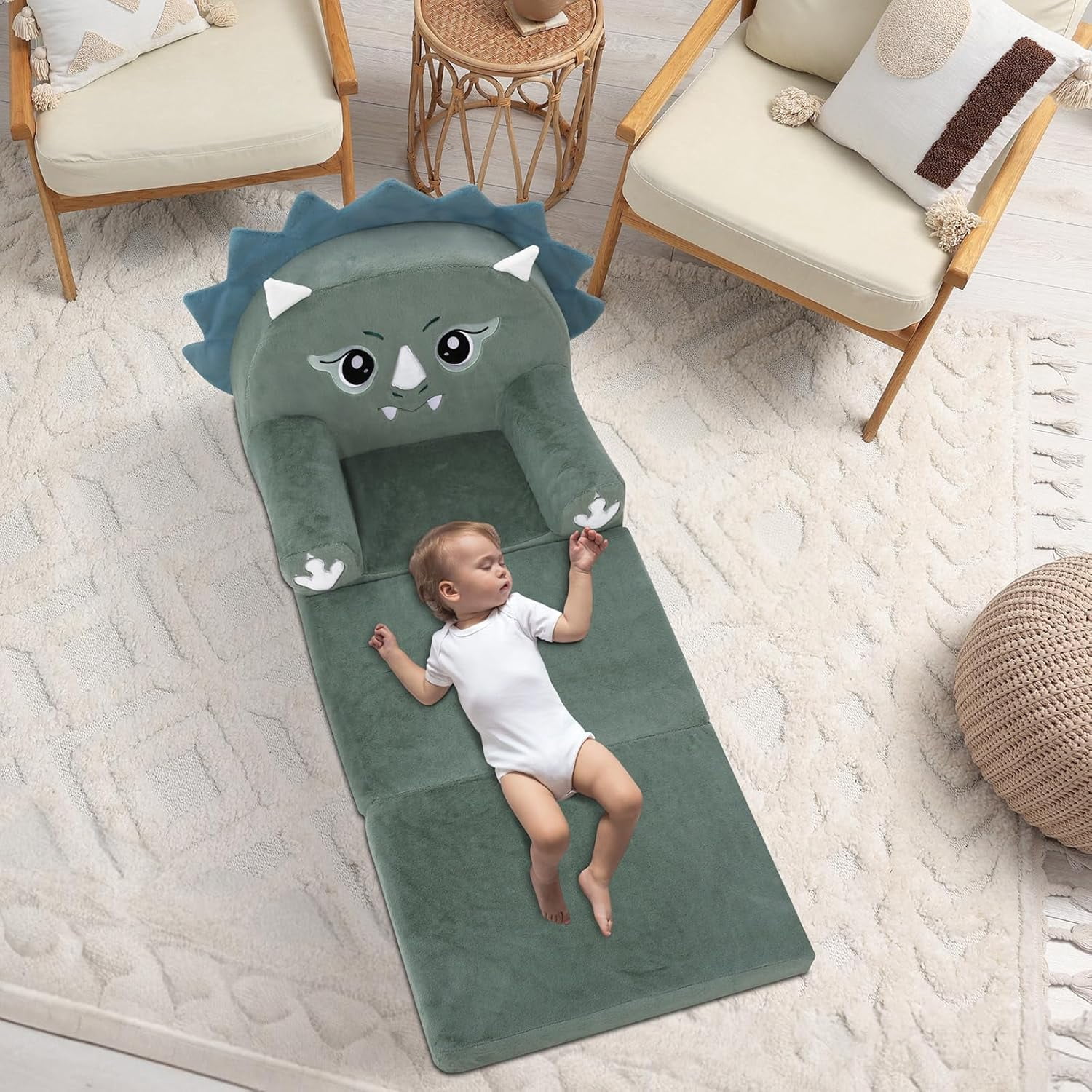 Kids Couch  Foldable Kids Sofa to Lounger 2 in 1 Toddler Chair Plush  Sleeper Chair for Playing and Napping, Birthday Gifts for Boys and Girls