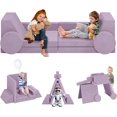 thumbnail image 1 of Kids Couch, Linor 10 Pcs Toddler Couch, Baby Kids Sofa Couch for Bedroom & Playroom, over 10 Combinations Creative Modular Sofa for Kids, Creative Sofa for Imaginative Kids (Blueberry), 1 of 7