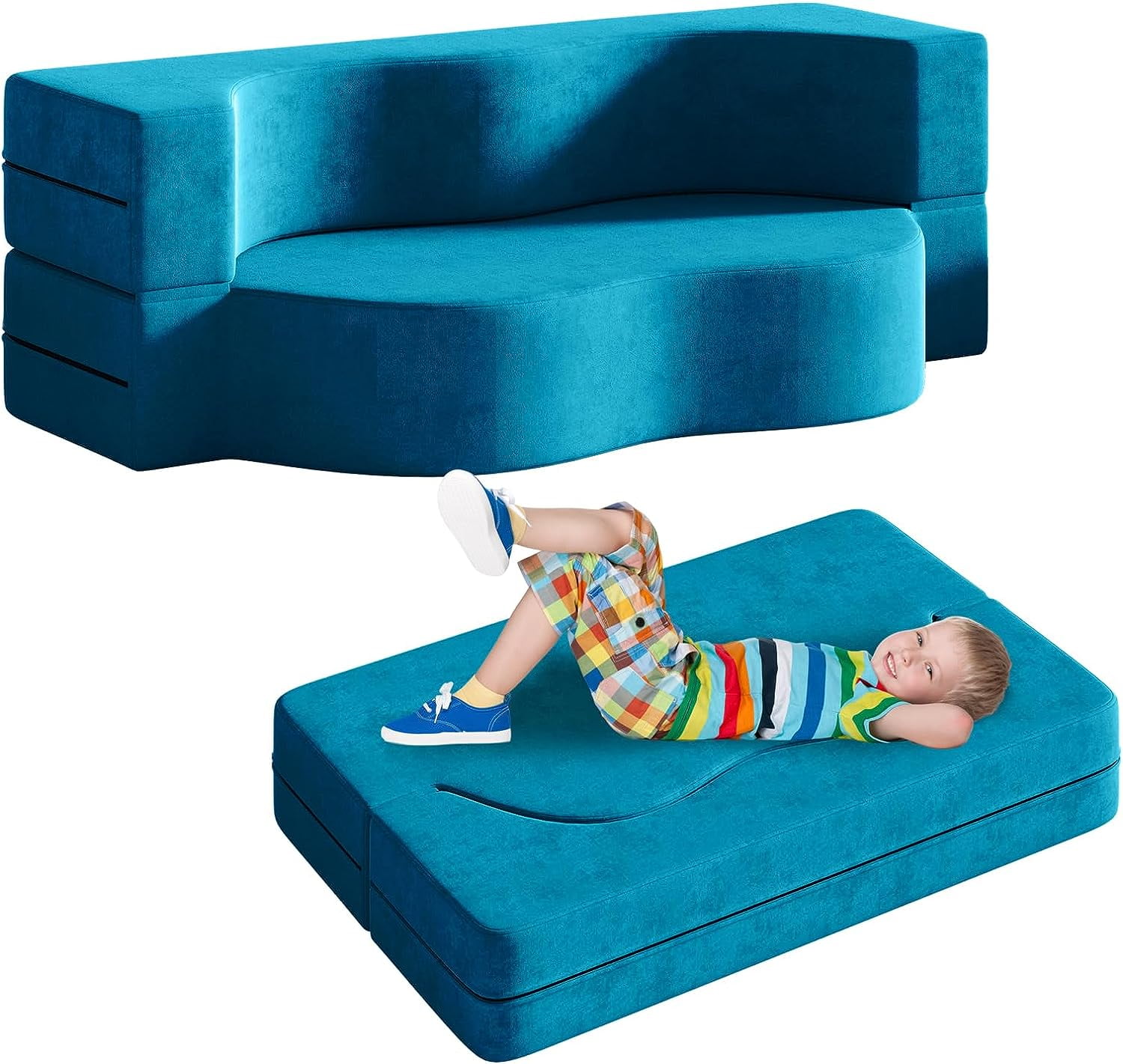 Kids Couch, Linor 3 in 1 Toddler Couch Foldout Sofa, Chairs, Sofa Bed