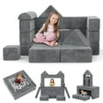thumbnail image 1 of Kids Couch Sofa 12PCS, Convertible Toddler Couch, Modular Kids Play Couch, Floor Sectional Couch, Kids Buildable Couch for Playing, Reading, Sleeping, DIY Creativing Playroom Furniture, Grey, 1 of 9