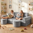 thumbnail image 1 of 14Pcs Kids Play Couch, Caveen Baby Playroom Furniture Convertible Foam and Floor Cushion for Toddler,Gray, 1 of 10