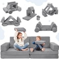 thumbnail image 1 of 14Pcs Kids Play Couch, Caveen Baby Playroom Furniture Convertible Foam and Floor Cushion for Toddler,Gray, 1 of 10