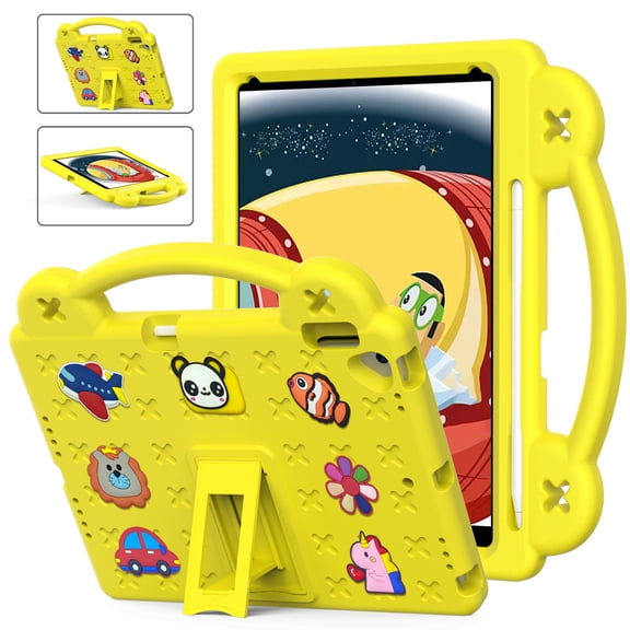 Kids Cover Case for iPad 10.2" 9th Gen 2021/8th Gen 2020/7th Gen 2019, EVA Dropproof Handle Kids Friendly Rugged Lightweight Child Case for iPad 10.2 Inch, Yellow