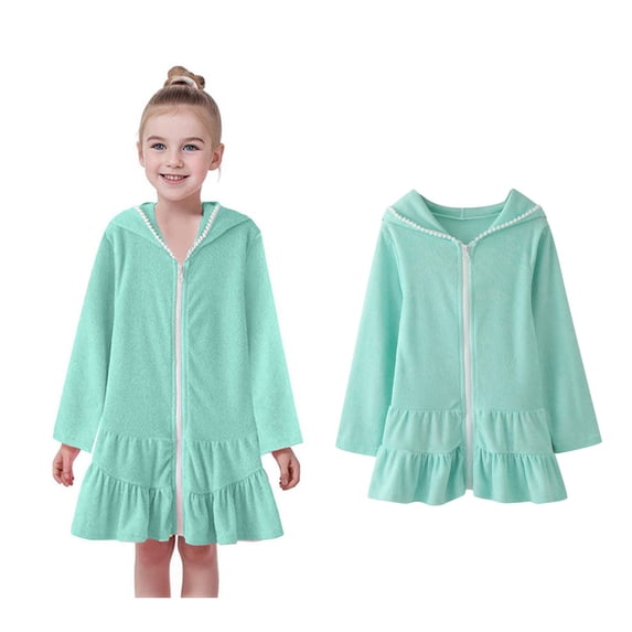 Kids Cover Ups for Swimwear Girls Swim Zip Hoodie Long Sleeve Girls' Swimwear Beach Cover Up 7-8 Years Swimsuit Girl
