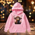 thumbnail image 1 of Kids Cow Pullover Hoodie Graphic Print Sweatshirt with Pocket for Boys Girls Outdoor Play Casual Wear(Pink3,6-8Years), 1 of 7