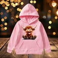 thumbnail image 1 of Kids Cow Pullover Hoodie Graphic Print Sweatshirt with Pocket for Boys Girls Outdoor Play Casual Wear(Pink4,4-5Years), 1 of 7
