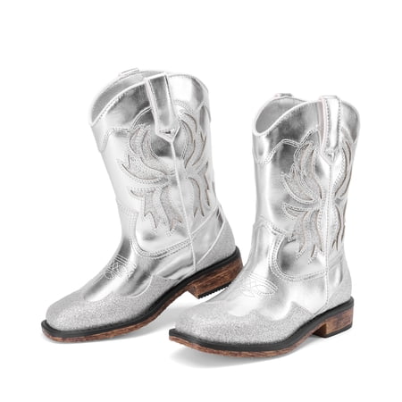 Kids Cowboy Boots for Girls & Boys Square Toe Mid Calf Western Riding Boots Toddler Little Kid Big Kid Sizes