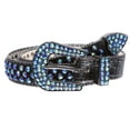 thumbnail image 1 of Kids Cowboy Cowgirl Classic Western Rhinestone Bling Studded Diamond Leather Belt, 1 of 3