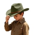 thumbnail image 1 of Kids' Cowboy Hat Wide Brim Banded Edge Band Soft Feel Touch Cap Retro Western Basic Hat, 1 of 4