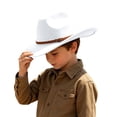 thumbnail image 1 of Kids' Cowboy Hat Wide Brim Banded Edge Band Soft Feel Touch Cap Retro Western Basic Hat, 1 of 4