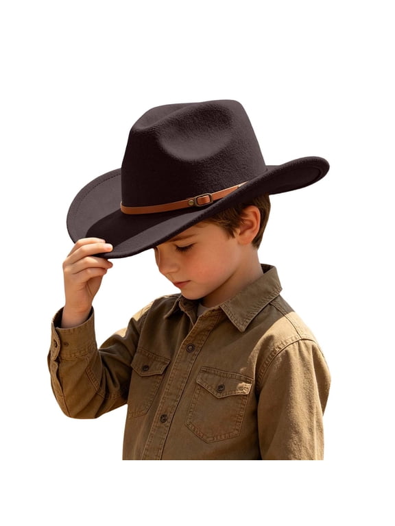 Kids' Cowboy Hat Wide Brim Banded Edge Band Soft Feel Touch Cap Retro Western Basic Hat