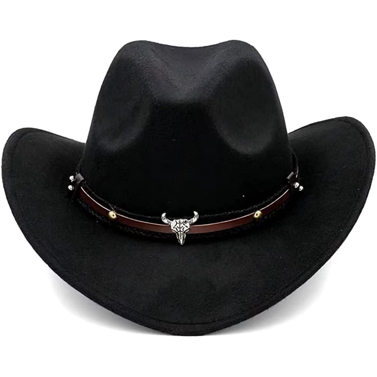 Kids Cowboy Hat Youth Adult Casual Felt Fedora Hat Black  display picture 3
