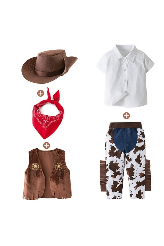 Kids Cowboy Outfit For Boys Cowboy Outfit Set With Toddler Cowboy Hat Western Cowboy Style Roleplay Themed Party Outfits