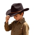 thumbnail image 1 of Kids Cowboy Sun Hat Western Style Adjustable Sizing Wide Brim Headwear for Boys Girls Ages 6 to 12 Years Outdoor Play Travel, 1 of 4