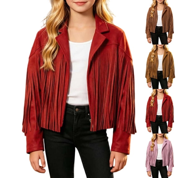 Kids Cowgirl Jacket Long Sleeve Fringe Jacket Cowgirl Outfits Girl Halloween Size 5-14 Years