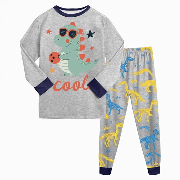 Kids Cozy Rayon From Bamboo Long Sleeve Pajamas Set Soft Stretchy Sleepwear Clothes For Girls Boys Cute Printed PJs 6-12 Months 12-24 Months 2t 3t 4t 5t 6t 7t 8t 9t Children(Grey,2-3 Years)