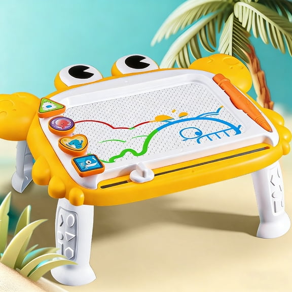 Kids Crab Art Desk, Magnetic Drawing Board with Stable Feet, Reusable Graffiti Writing Table, Large Sketch Pad Toy, Educational Creative Gift for Children