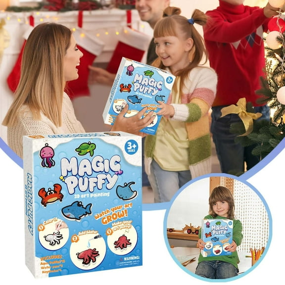 Kids Craft Kit, 3D Puffy Art Painting Set, DIY Keychain Making Kit, Magic Water Art for Kids, Ocean Animal Crafts, Arts and Crafts for Girls & Boys Ages 3+, Birthday Gift, Makes 15 Charms 1pc