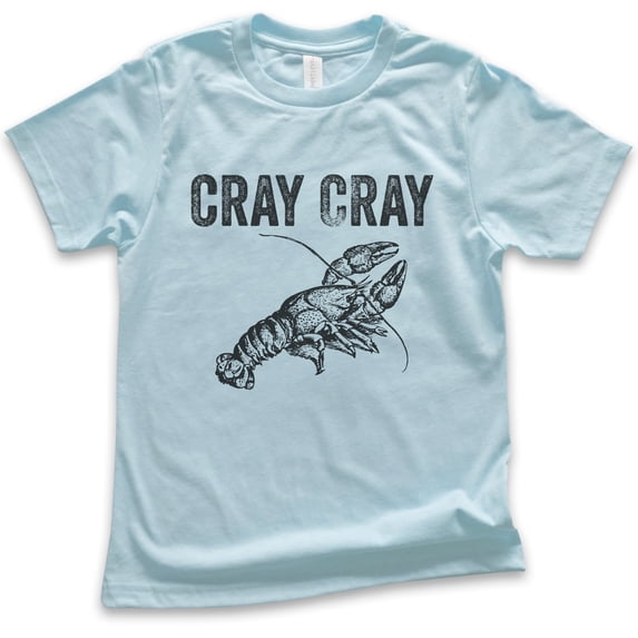 Kids Cray Cray Shirt, Youth Kids Boy Girl T-Shirt, Crayfish Shirt, Fishing Shirt, Funny Fish Shirt, Light Blue, X-Large