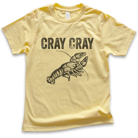 Kids Cray Cray Shirt, Youth Kids Boy Girl T-Shirt, Crayfish Shirt, Fishing Shirt, Funny Fish Shirt, Yellow, X-Small