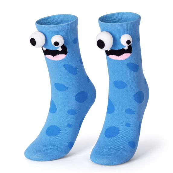 Kids Crazy Socks - Silly Wacky Funny Monster Socks with 3D Eyes, Cute Colorful Crew Socks for Kids, Stocking Stuffers Birthday Gifts 2-6 Years