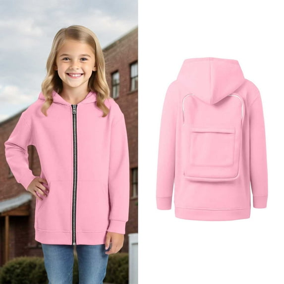 Kids Creative Hoodie Backpack Hoodie Kids Zip up Hoodies Girls Long Sleeve Soft Sweatshirts Top 8-9 Years Boys Clothes Preppy Clothes