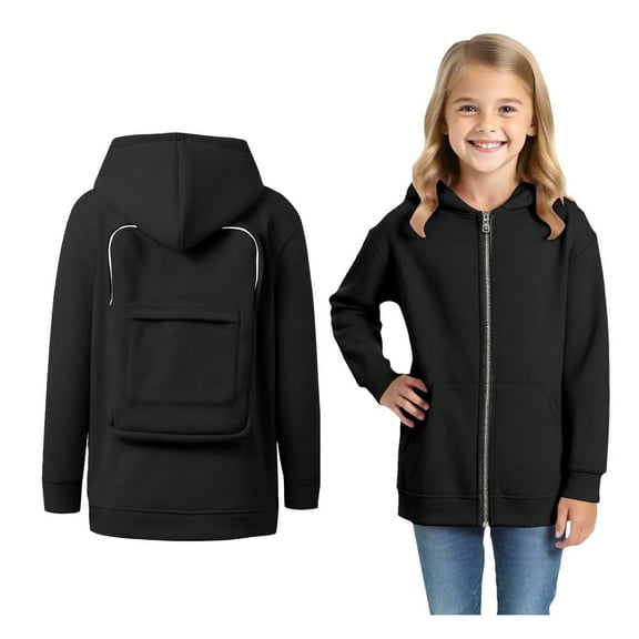 Kids Creative Hoodie Backpack Hoodies Kids Zipper Hoodie Girls Long Sleeve Hooded Sweatshirt Top 4-5 Years Old Girl Clothes School Clothes