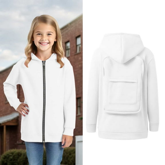 Kids Creative Hoodies with Backpack Full-Zip Hooded Kids Lightweight Long Sleeve Hoodies Girls Size 4-5 Years Clothes Back to School Clothes