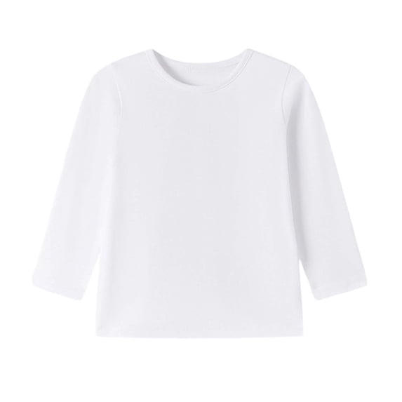Kids Crew Neck Long Sleeve Basic Shirt, Soft Breathable Cotton Pullover Tee Tops for Fall Daily Layering Wear 8-9Y