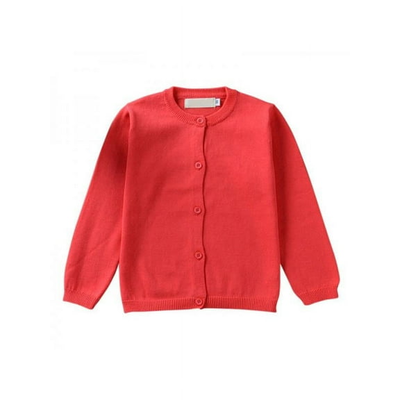Kids Crew Neck Sweaters Girls Candy Color Cotton Outerwear Cardigan Menina Knit Tops