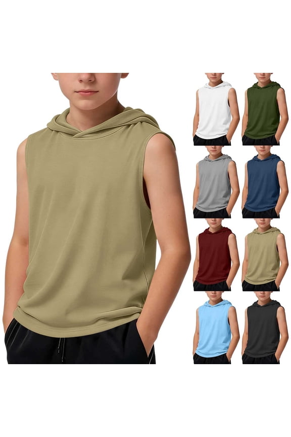 Kids Crew Neck Tank Top Boys Girls Summer Vest Tops Plain Casual Sleeveless T Shirt Children's Loose Fit Basic Tee Gray 5-6 Years